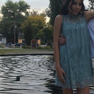 Teal lace dress